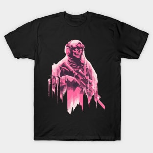 Retro pink skull soldier T-Shirt